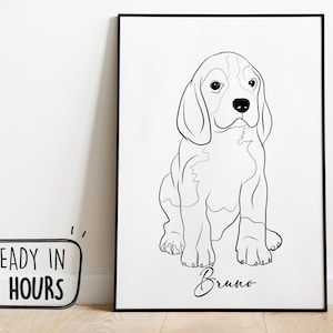 Custom Pet Line Drawing Gift, One Line Drawing from Photo, Digital Animal Portrait, Memorial Dog Draw, Cat Dog Portrait