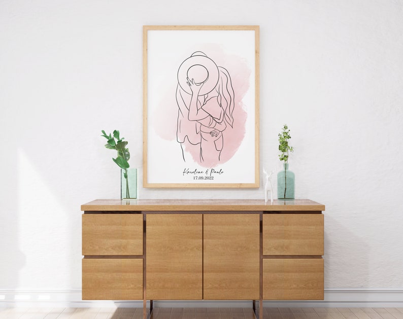 Custom Line Drawing, First Anniversary Gift, portrait from photo, gift for boyfriend, Unique Husband Gift, Lesbian Gift, Gift for Him image 9