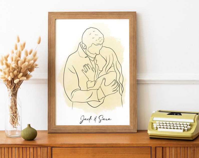 Custom Line Drawing, First Anniversary Gift, portrait from photo, gift for boyfriend, Unique Husband Gift, Lesbian Gift, Gift for Him image 5