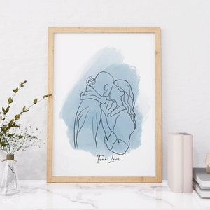 Custom Line Drawing, First Anniversary Gift, portrait from photo, gift for boyfriend, Unique Husband Gift, Lesbian Gift, Gift for Him image 6