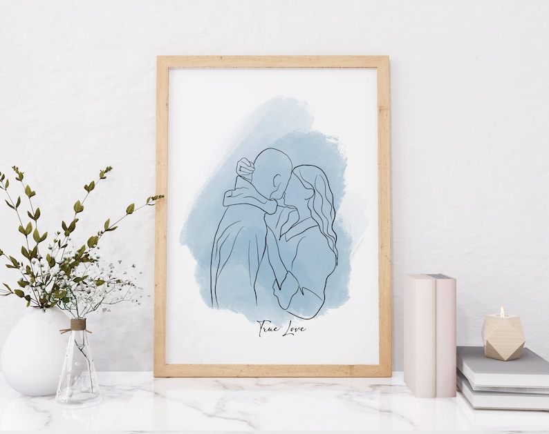 Custom Line Drawing, First Anniversary Gift, portrait from photo, gift for boyfriend, Unique Husband Gift, Lesbian Gift, Gift for Him image 6