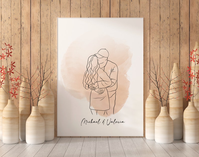 Custom Line Drawing Custom Family Drawing from Photo, Christmas Gift, Personalized Family Portrait illustration, Soulmate Gift, Couple Gift image 7