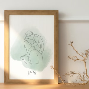 Dibujo de línea personalizado Dibujo familiar personalizado a partir de una foto, regalo de Navidad, ilustración de retrato familiar personalizado, regalo de alma gemela, regalo de pareja imagen 3