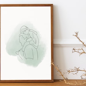 One Line Drawing , Custom Couple Portrait, Custom Family Gift, Personalized Wedding Anniversary Gift, Custom Line From Photo zdjęcie 4