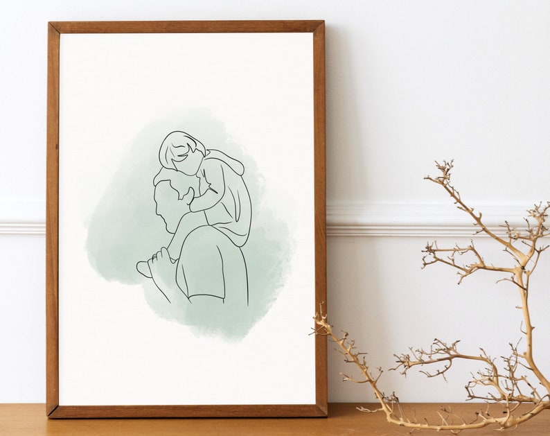 One Line Drawing , Custom Couple Portrait, Custom Family Gift, Personalized Wedding Anniversary Gift, Custom Line From Photo zdjęcie 4