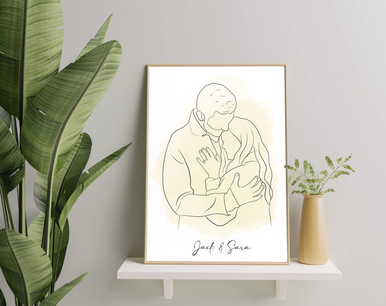 Custom Line Drawing Custom Family Drawing from Photo, Christmas Gift, Personalized Family Portrait illustration, Soulmate Gift, Couple Gift image 8