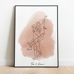 Custom Line Drawing, First Anniversary Gift, portrait from photo, gift for boyfriend, Unique Husband Gift, Lesbian Gift, Gift for Him image 2