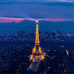 Paris Eiffel Tower Sunset Night City Digital Print Photo or Frame TV