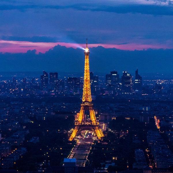 Paris Eiffel Tower Sunset Night City Digital Print Photo or Frame TV