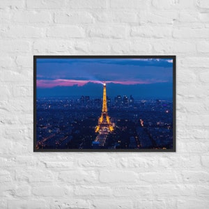 Paris Eiffel Tower Sunset Night City Framed Print