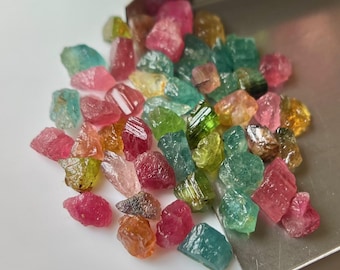 50 Pieces Raw Multi-Tourmaline Gemstone: Natural Jewelry Making Crystals