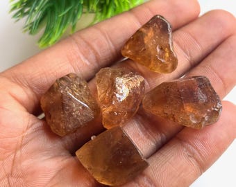 5 piezas de topacio dorado natural en bruto: cristal curativo en bruto, Brasil