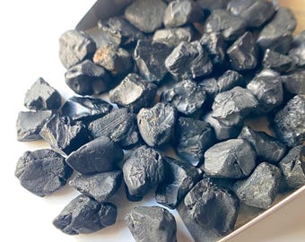 50 Raw Black Spinel Crystals: Natural Gemstone Rough (8-10 MM)