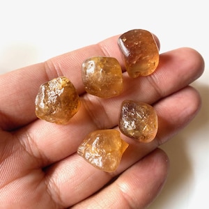 6 Pcs-AAA Golden Imperial Topaz Raw, Size-15-17 MM, Topaz Rough Stone, Raw Healing Crystal, Raw Material, For Jewelry Making