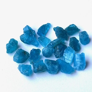 20 Neon Apatite Rough Stones: Natural Raw Crystals (7-10 MM)