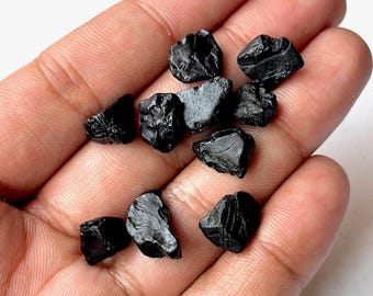 10 Black Spinel Raw Stones: Natural Rough Gemstone Crystals (10-12 MM)