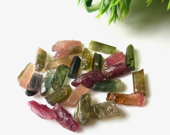 25 Pieces Multi Tourmaline Raw Stick: Natural Gemstone for Jewelry Making