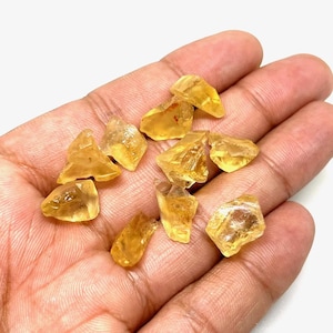 10 AAA Natural Citrine Raw Stones: 10-13mm Loose Healing Crystals
