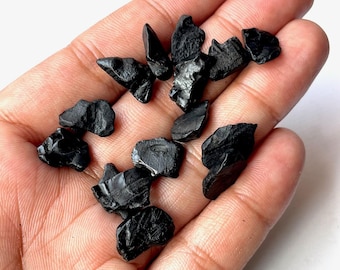15 Pcs Raw Black Spinel Crystals: Natural Rough Gemstone (10-14 MM)