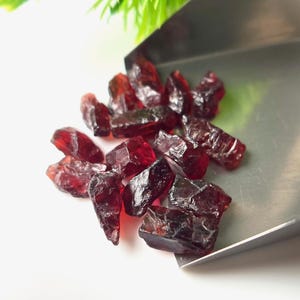 Raw Red Garnet Crystals: 15 PCS Natural Gemstone Rough, January Birthstone