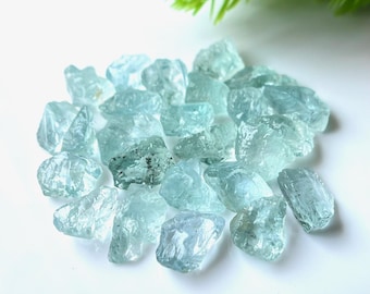 25 Pieces~AAA Natural Aquamarine Raw Stone, Size 10-14 MM, Raw Aquamarine Rough Gemstone, Raw Material, March Birthstone Gift