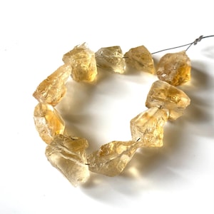 10 Pcs-Natural Center Drill Raw Citrine Rough Gemstone, 10-15 MM Raw Healing Crystals November birthstone, Loose Raw Citrine Gemstone