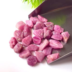 25 Pieces- Natural Grade Pink Ruby Rough Crystals, Raw Gemstone, 9/12 MM Healing Crystal