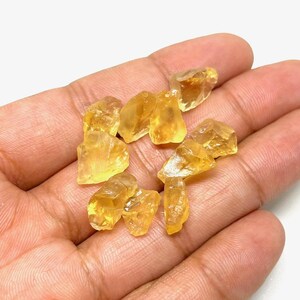 10 Pcs, Natural Yellow Citrine Raw Crystal, Size, 10/14 MM, Citrine Raw Rough Stone, Healing Crystal Stone, For Jewelry Making etc