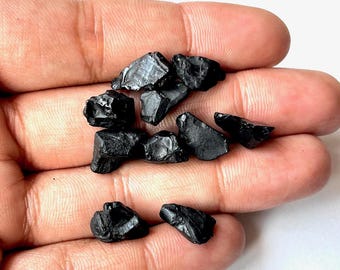 10 Pieces Raw Black Spinel Crystals Natural Rough Gemstones, Jewelry Making
