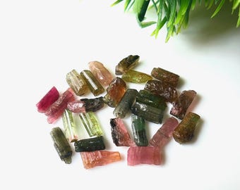 25 Pieces Raw Multi Tourmaline Stick: 8-10 MM Rough Gemstone