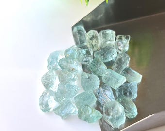 25 Raw Aquamarine Stone Pieces: Natural Rough Gemstone (7-9 MM)