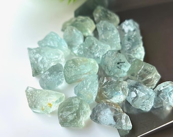 20 piezas de aguamarina natural AAA en bruto, tamaño de 9 a 13 mm, gema de aguamarina en bruto, materia prima, piedra natal de marzo.