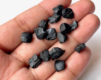 15 Raw Black Spinel Crystals: Rough Gemstone for Jewelry Making (8-10 MM)