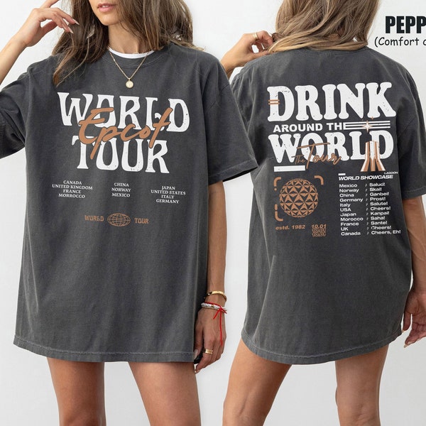 Epcot Drink Around The World Tour Comfort Colors Shirt, Walt Disney World, Mickey And Friends, Epcot Center 1982 Shirt, Disney Epcot Shirt