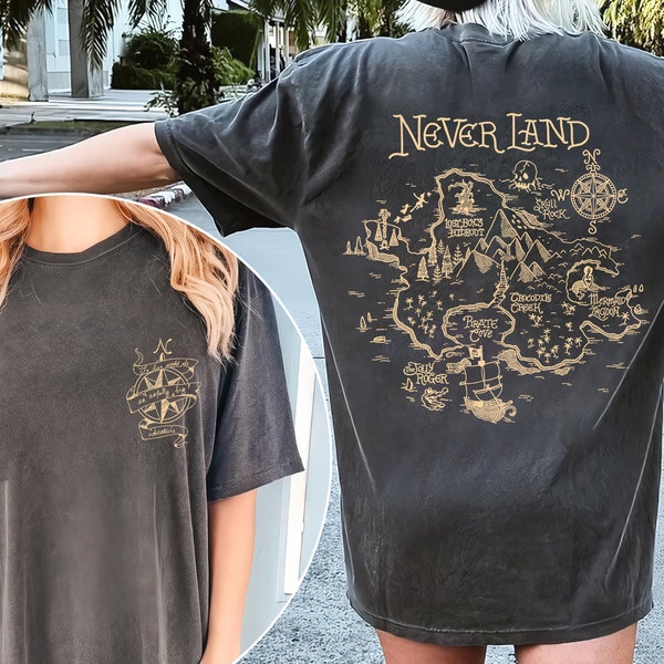 Vintage Disney Peter Pan Neverland Map Shirt, Disney Peter Pan, Darling Flight Neverland Shirt, Tinker Bell, Disney Shirts