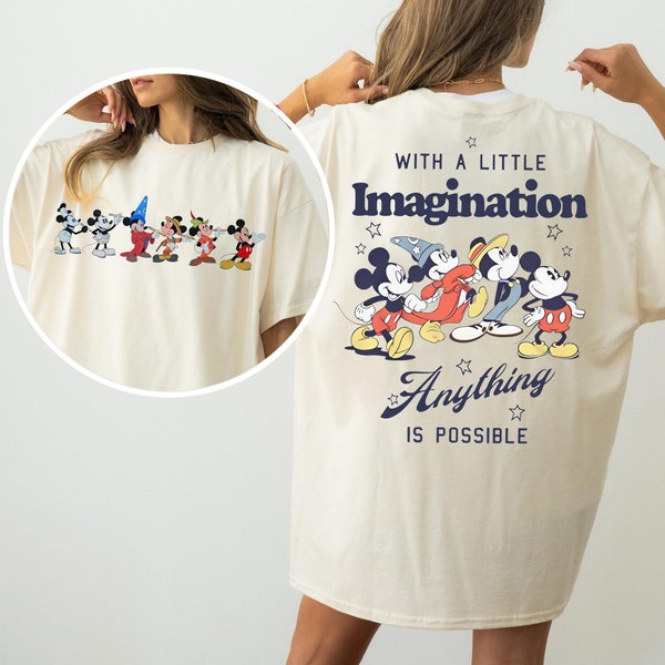 Vintage Disney Sorcerer Mickey With Little Imagination Shirt, Retro Walt Disney World Shirt, Disney Fantasia Shirt, Magic Kingdom