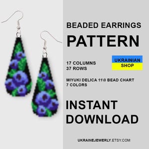 DIY Blueberry Earring Pattern – Miyuki Seed Beads, Brick Stitch (PDF Download)