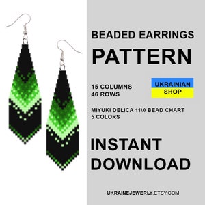 PDF Brick stitch pattern for seed bead earrings, Beading earrings gradient digital, Fringe Earrings PDF Pattern Template for beaded earrings