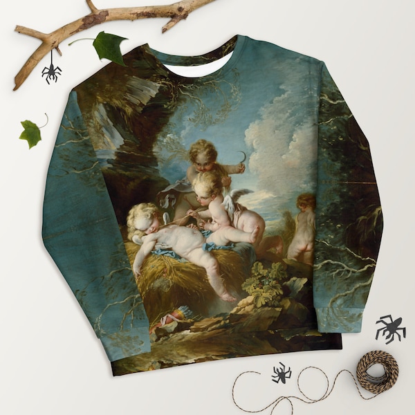 Sweat-shirt unisexe The Cherub Harvesters de François Boucher, sweat-shirt esthétique d’art imprimé partout