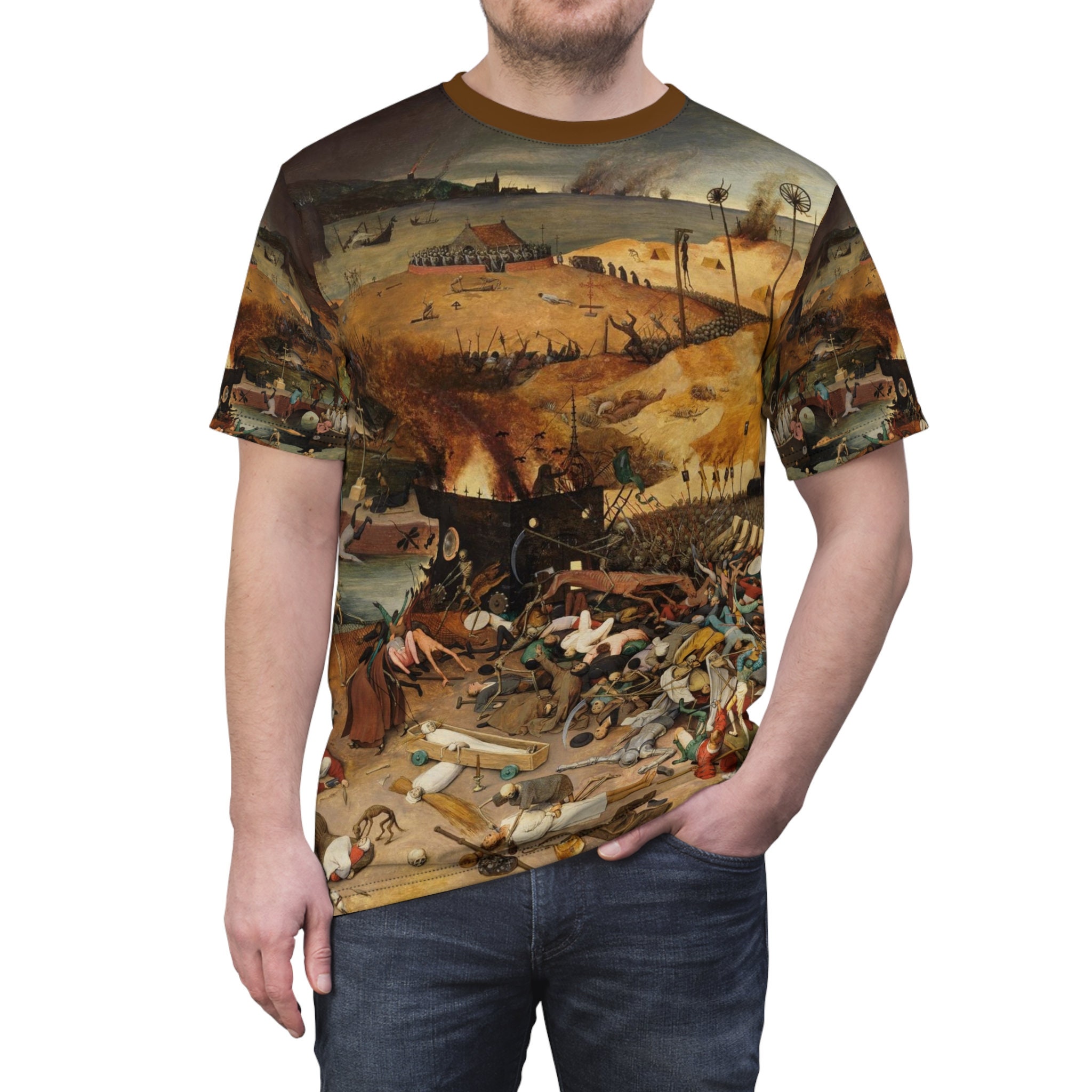 The Triumph of Death by Pieter Bruegel the Elder Unisex Cut & Sew T-shirt ,All Over Print Aesthetic Fine Art T-shirt