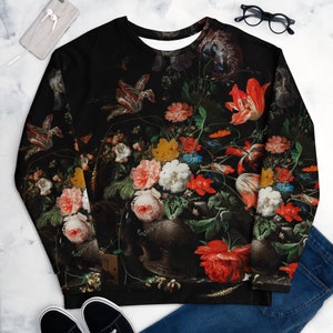 The Overturned Bouquet by Abraham Mignon Unisex Sweatshirt,All Over Print Aesthetic Fine Art Sweatshirt