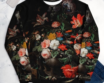 The Overturned Bouquet by Abraham Mignon Unisex Sweatshirt,All Over Print Aesthetic Fine Art Sweatshirt