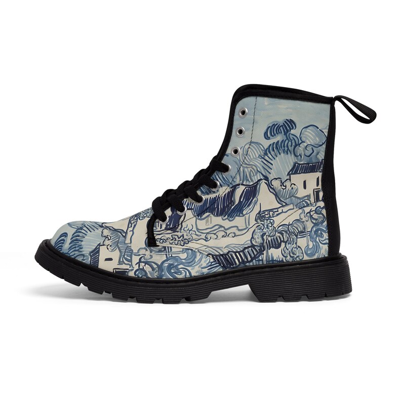Vincent Van Gogh's Landscape With Houses Men's Canvas Boots,cute