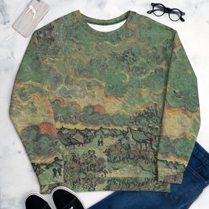 Van Gogh's Autumn Landscape Sweatshirt ,Unisex All Over Print Aesthetic Sweatshirt ,Classic Art Sweatshirt