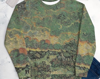 Van Gogh's Autumn Landscape Sweatshirt ,Unisex All Over Print Aesthetic Sweatshirt ,Classic Art Sweatshirt