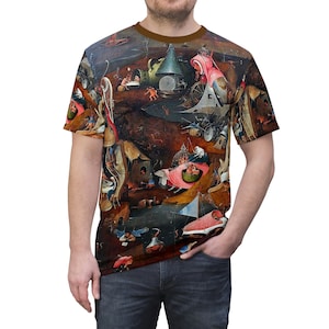 Hieronymus Bosch&#39;s Last Judgement Unisex Cut & Sew T-shirt ,All Over Print Aesthetic Fine Art T-shirt