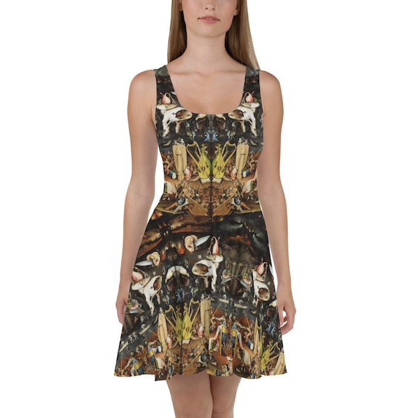 Jardin des délices terrestres de Hieronymus Bosch Robe patineuse, All Over Print Aesthetic Fine Art Dress, Cute Trendy Dress