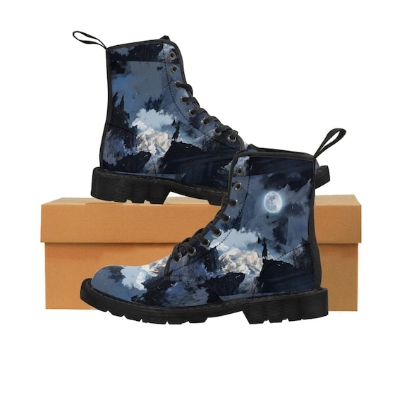 Fantasy Women s Canvas Boots vegan Leather Boots Etsy