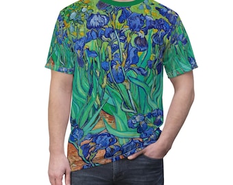 Van Gogh&#39;s Irises T-shirt ,Unisex All Over Print Aesthetic tshirt ,Classic Art tshirt
