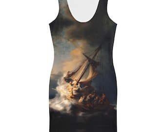 Rembrandt van Rijn's The Storm on the Sea of Galilee Dress ,All Over Print Aesthetic Mini Dress ,Sublimation Cut & Sew Dress